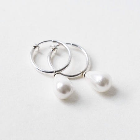Creol til uden huller - Pearl Drop Silver catz