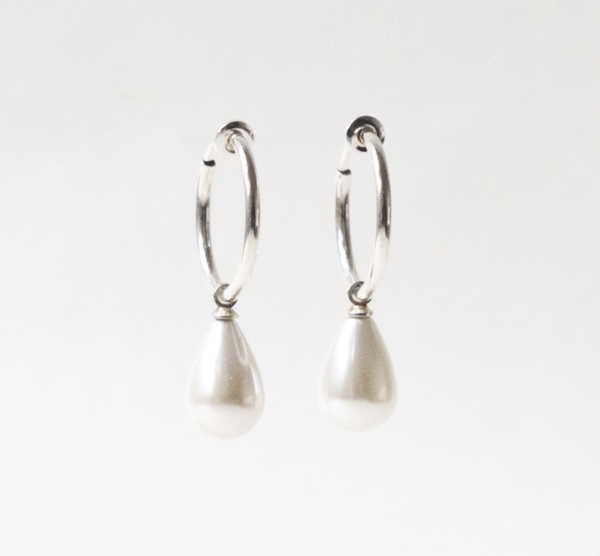 Creol til uden huller - Pearl Drop Silver catz