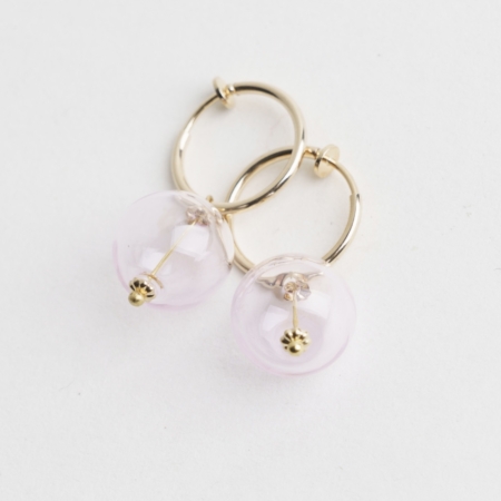 Creol til uden huller - Drop Bubble Hoop Pink catz