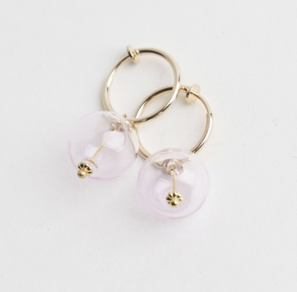 Creol til uden huller - Drop Bubble Hoop Pink catz