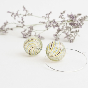 Bubble Hoop - yellow/blue/eggplant catz - håndlavede smykker fra eget værksted