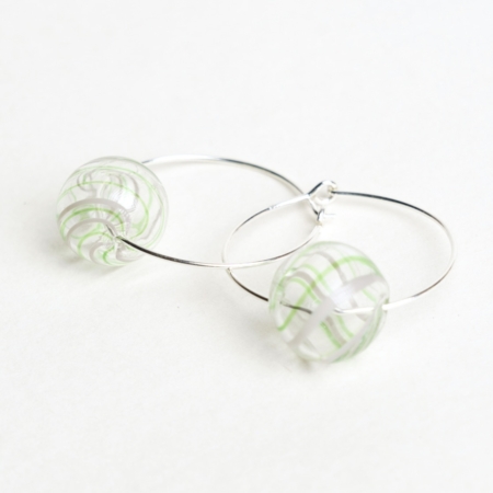 Bubble Hoop - white/green - catz, håndlavede smykker fra eget værksted