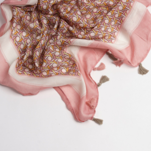 Tørklæde med fransk flet - rosa