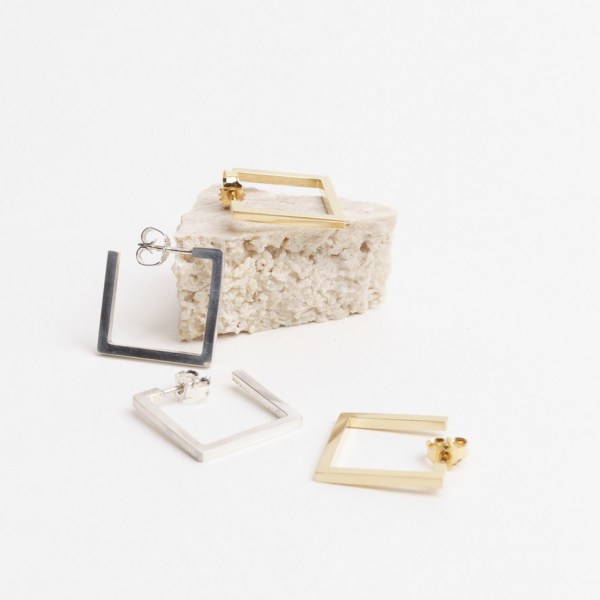 square ear studs