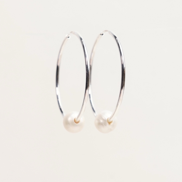 Single Pearl Hoops - øreringe