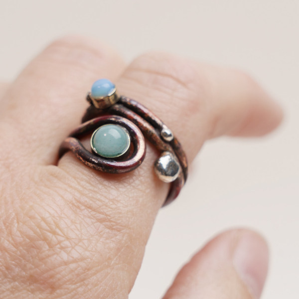 Aqua Copper Ring