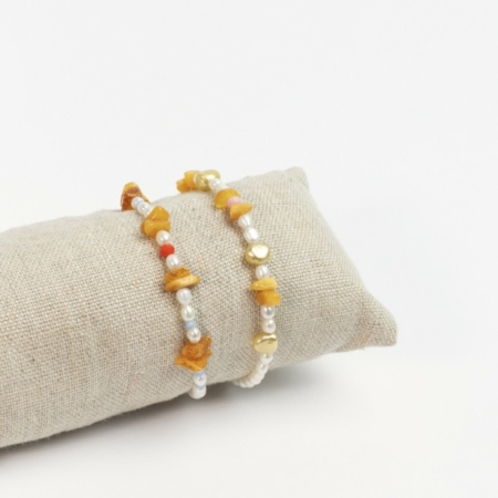 Amber and Pearl - armbånd catz, håndlavede smykker fra eget værksted